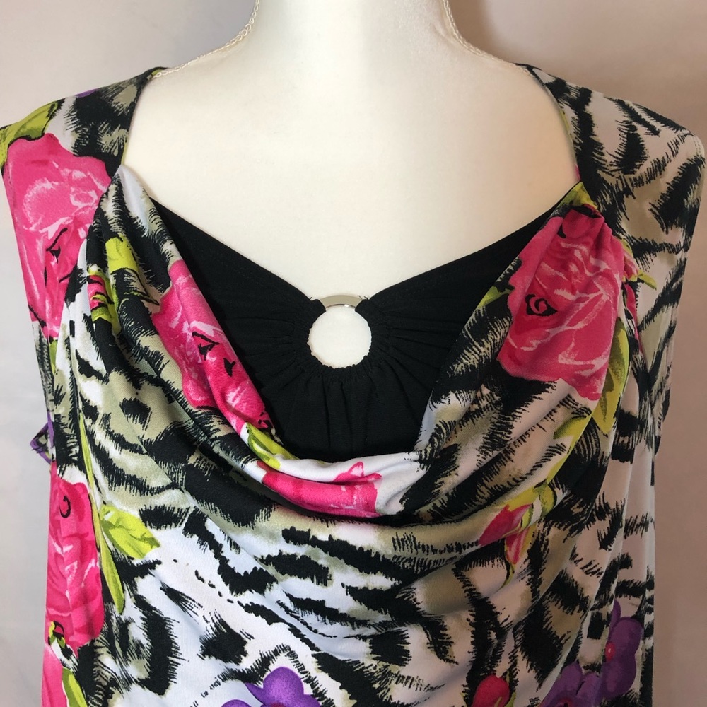 New Direction cowl neck top, twist back, keyhole